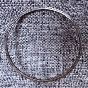 Vintage Sterling Silver Hand Stamped Bangle Bracelet Zig Zag Pattern 2.75" Dia